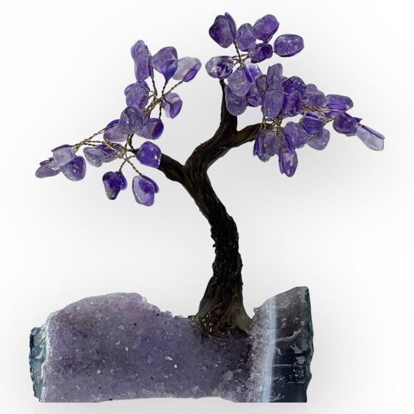 Amethyst Gemstone Bonsai Tree Large Rough Base 7" Height  Decorative Crystal - Picture 15 of 15